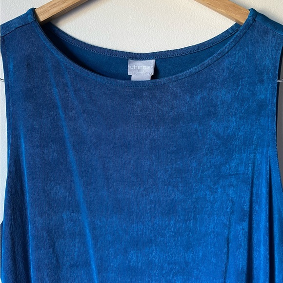 Chico's Travelers Classic Tank Side-Slit Bateau Neck Striking Teal Size L - Picture 4 of 10
